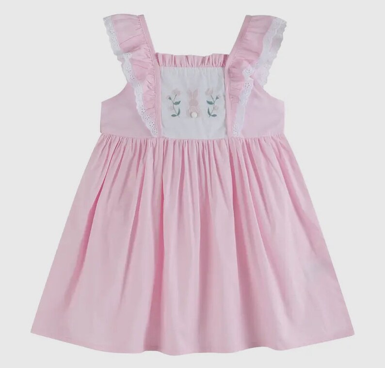 Light Pink Easter Bunny Ruffle Sleeve Dress image 1