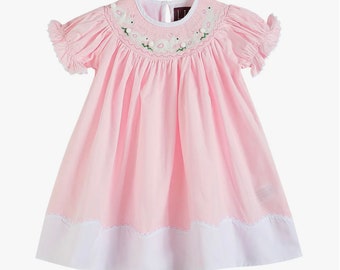 Light Pink Easter Bunny Smocked Dress