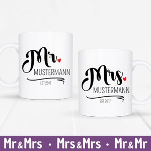 personalized wedding gift - Mr. & Mrs. mugs, Valentine&#39;s Day gift, anniversary gift