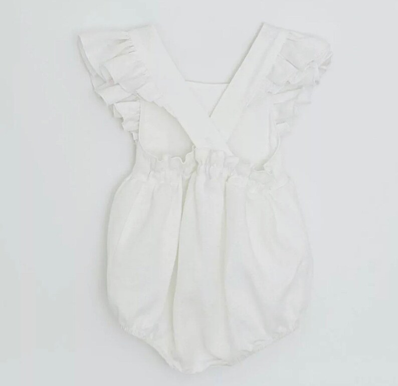 Linen Baby Girl Romperflower Girl Romperbaby Etsy