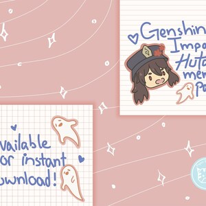Genshin Impact Hutao Memo Paper / Kawaii Digital Note Paper / Descarga instantánea / GoodNotes / Kawaii Sationery / Lindo Genshin