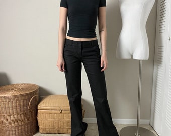 vintage y2k black theory low rise flare bootcut trousers pants