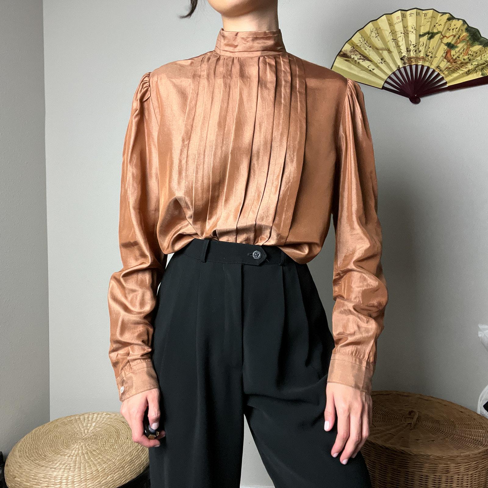80s Pleated Blouse - Etsy 80s Pleated Blouse - Etsy
