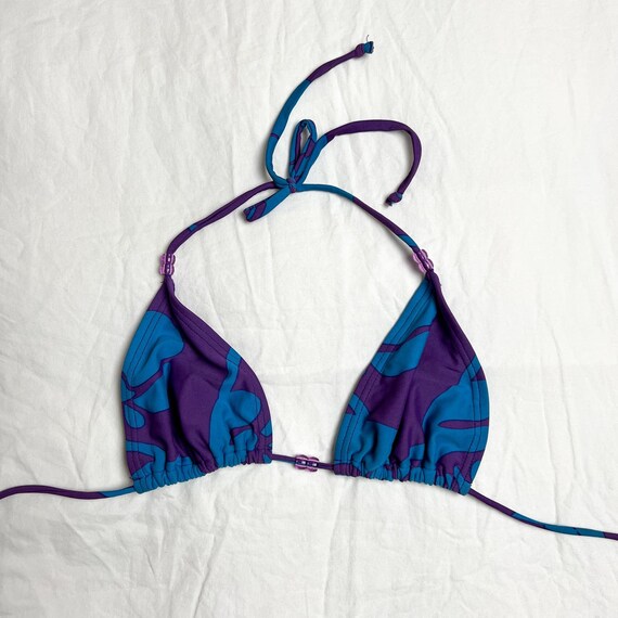 vintage y2k purple blue tropical print beaded tri… - image 6
