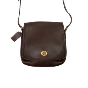 Coach Penny Legacy Turn Lock Whisky Brown Leather Crossbody Bag