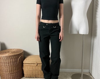 vintage y2k black low rise straight cargo pants by bambini