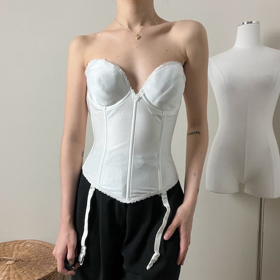 vintage white satin bustier corset top by carnival