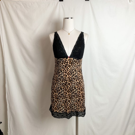 y2k victoria's secret black lace leopard print v neck… - Gem