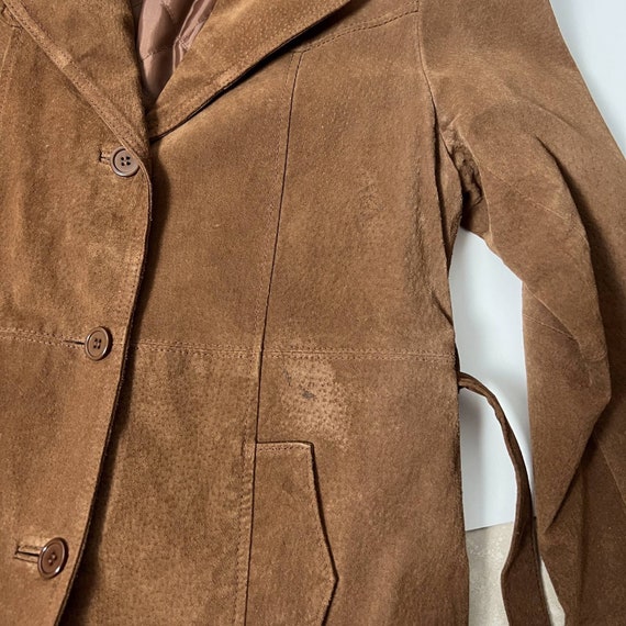 vintage camel brown suede leather faux fur collar… - image 7