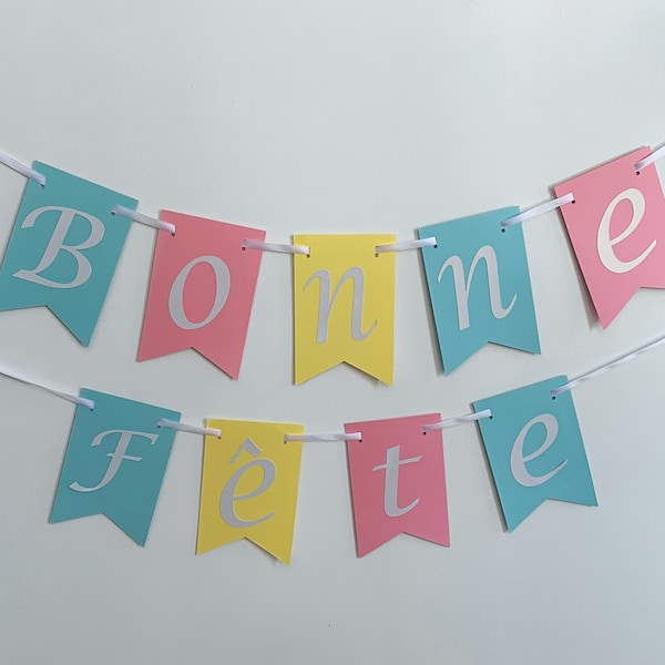 Bonne Fête pastel colors personalised banner