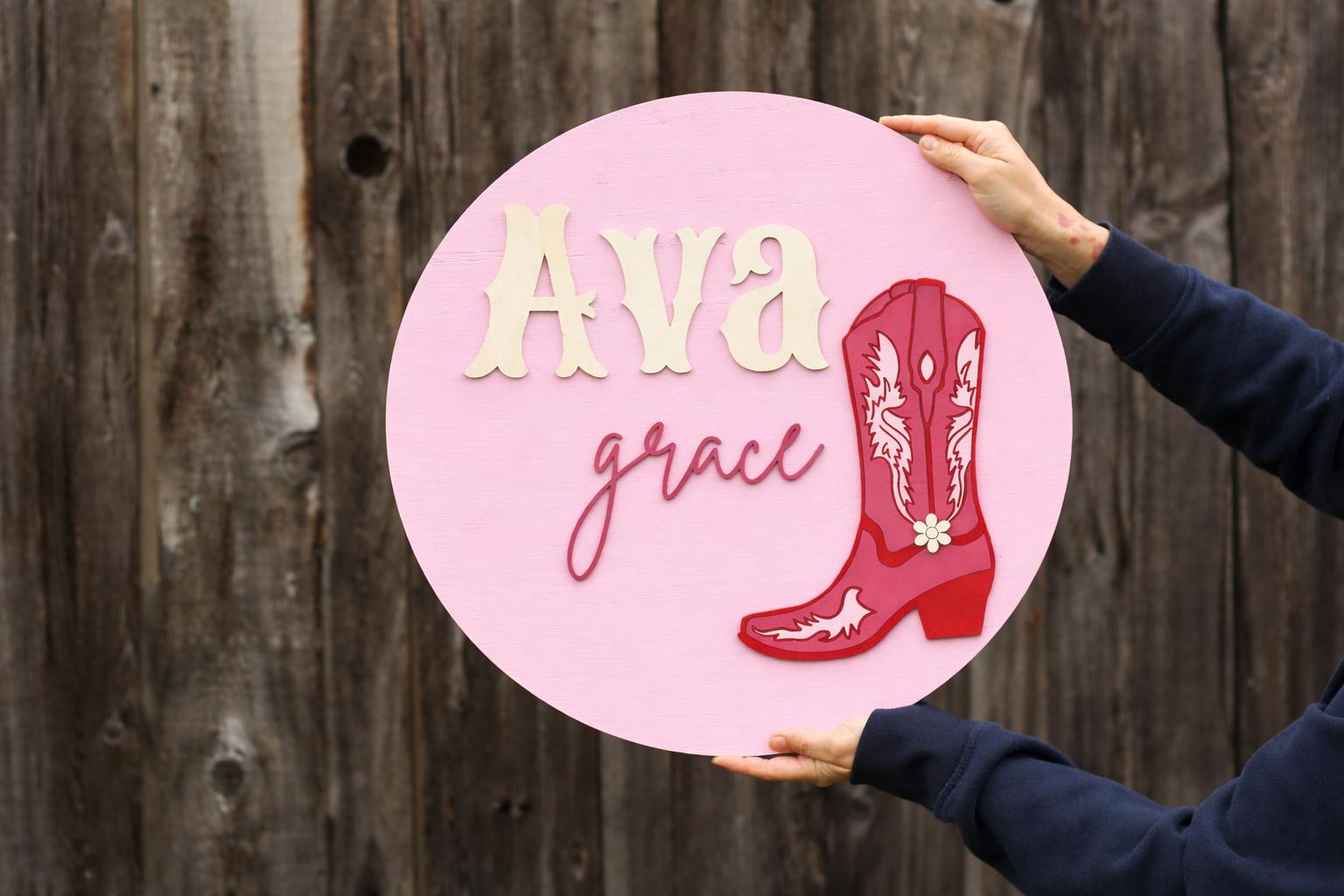 Cowboy Boot Decor Little Girl Room Signs Pink Boot With Name for Wall ...