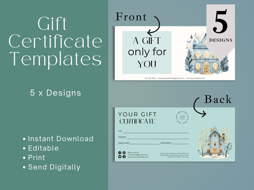 Printable Christmas Gift Card, Gift Voucher Template, Photographer Gift ...
