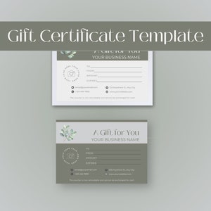 Printable Gift Card, Gift Voucher Template, Photographer Gift Certificates, Canva Gift Template, Spa Beauty Gift Certificate SBS019