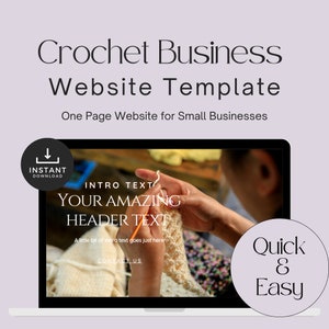Website Template Canva, One Page Crochet Business Website Template, Launch Your Website Hassle-Free with this Canva Template SBS029