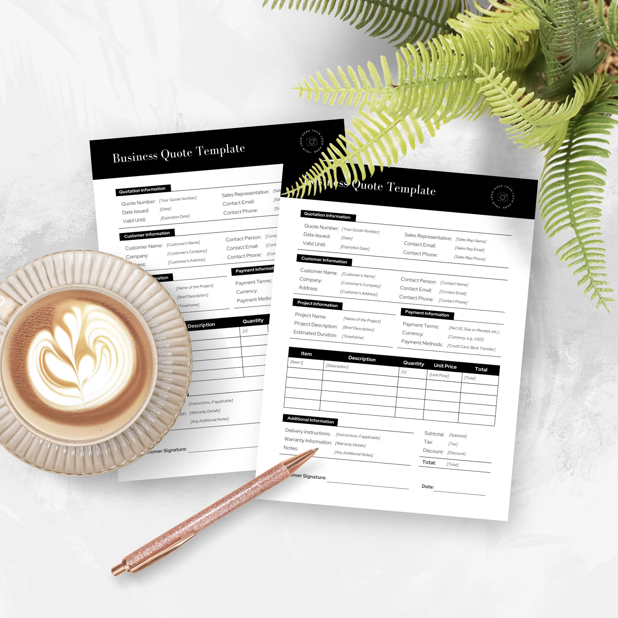 Professional Business Quote Template, Canva EDITABLE Quote Form, Small ...