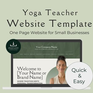 Yoga Teacher Website, One Page Website Template, Wellness Yoga Studio, Fitness Health Coach Hassle-Free Canva Template SBSYO