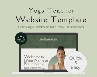 Yoga Teacher Website, One Page Website Template, Wellness Yoga Studio, Fitness Health Coach Hassle-Free Canva Template SBSYO