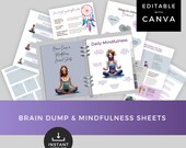 Brain Dump and Mindfulness Journal Sheets, Gratitude practice, Self-care rituals, Mind Dump Journaling, Overthinking to clarity printable