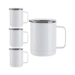 12 oz. Stainless Steel Coffee Cup, 4 Pack - White