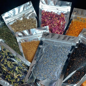 DRIED HERBS 1/2 Oz, Bulk Herbs, Loose Herbs, Assorted Herbs, Magical Herbs, Dried Flowers, Spell Herbs, Tea Herbs, Witches Herbs, Wiccan