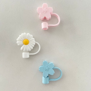 Silicone straw cap, drink dust cap - flower / cap for straw - flower