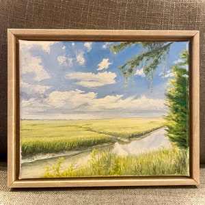 Sommer in Salzwiesen - 20 cm x 25 cm großes Ölgemälde