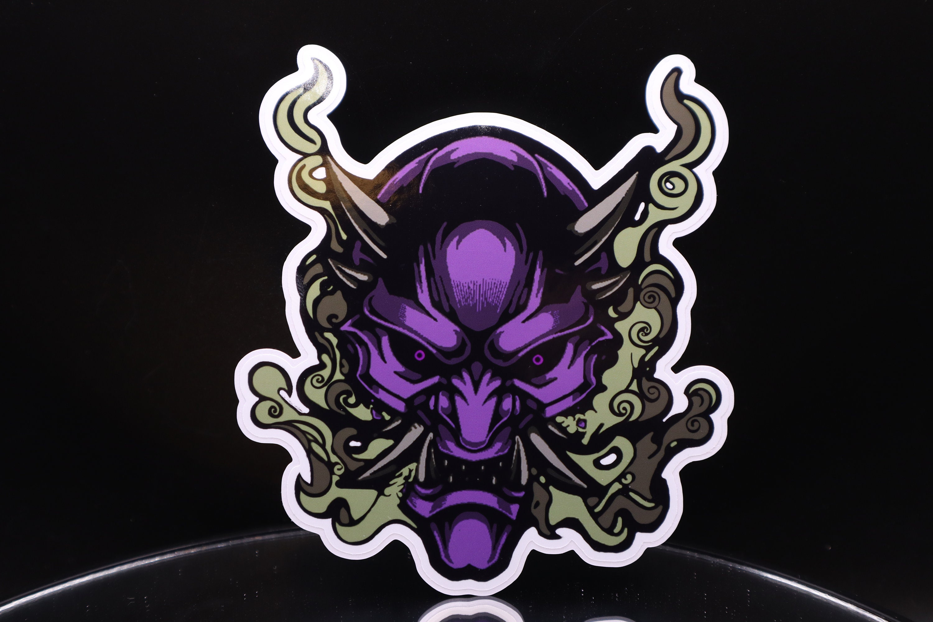 Japanese Purple Oni Demon Hannya Mask Vinyl Sticker - Etsy