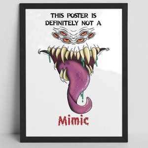 Definitely Not A Mimic Vintage Poster, Funny DnD Poster, Mimic , Mimic Poster, Funny Wall Poster, RPG Art