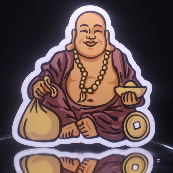 Happy smiling buddha  holographic gloss matte Vinyl Sticker