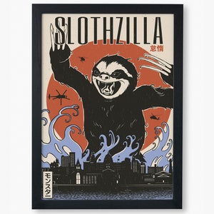 Slothzilla Slothzilla Sloth Funny Meme Vintage Retro Vermeer Art Print - Etsy