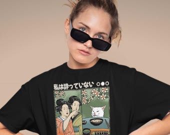 Woman Yelling at Cat T-Shirt: Edo 1781 Funny Meme Graphic Tee