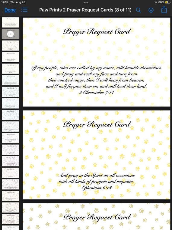 Digital Paw Prints 3x5 Printable Prayer Request Cards. PDF No - Etsy