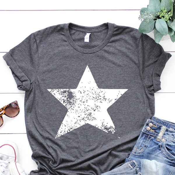 Distressed Star Shirt, White Star Shirt, Black Star, Star Shirt, Star Tee Shirt, Big Star T Shirt, Chaos Star Shirt Women,Men's Star T-Shirt