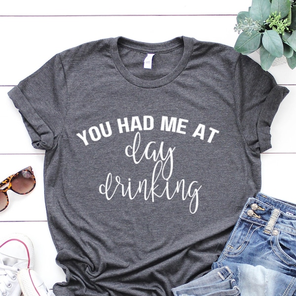 Women's "You Had Me At Day Drinking" Tank Top - Funny Drinking Shirt, Cotton Blend - View #8