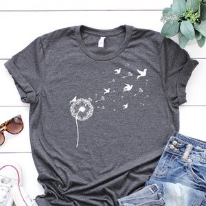 Dandelion Birds Shirt, Birds t-shirt, Birds Graphic womens shirt, Graphic birds, Nature tee, Christmas Gift for family, Brother, Sister Gift