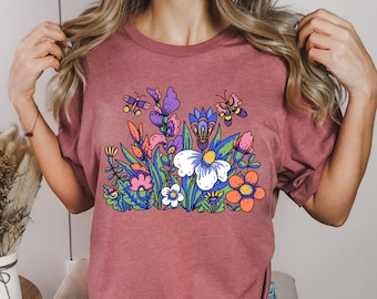 Wildflower Tshirt, Wild Flowers Shirt, Floral Tshirt, Flower Shirt, Gift for Women, Ladies Shirts, Best Friend Gift Shirt,Nature Lover Shirt