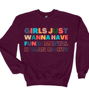 Girls Just Wanna Have Fundamental Human Right Sweatshirt, Pro Choice, Feminism Shirt, Equality Shirt, Comfort Colors Tee, Womens Right Shirt