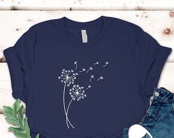 Dandelion Shirt, Inspirational Shirt, Windflower Tee, Meditation Gift, Yoga Shirt, Boho Windflower Shirt, Dandelion Shirt for Her, Bday Tees
