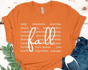 Fall Words Shirt, Women's Fall Tshirt, Autumn Shirt, Hello Fall Shirt, Thanksgiving Tee, Cute Fall Shirts, Fall Graphic Tees,