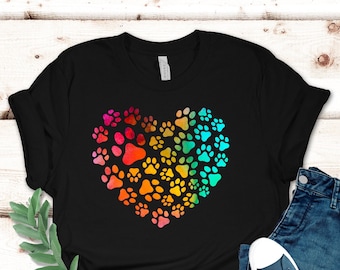 Dog Shirts, Dog T-Shirt, Dog Heart Paw Shirt, Paw Dog Shirt, Dog Lover Shirt, Paw Print Shirt, Paw Heart Shirt, Dog Shirt Gifts, Dog Mom Tee