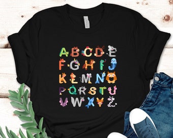 Alphabet Shirt, ABC Shirt, Alphabet Shirt for Teachers, Teacher Shirt, Kids Shirt, Animals Alphabet T-Shirt, Kindergarten Teacher Shirt