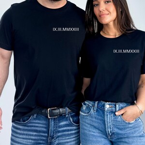 Pocket Custom Roman Numeral T-shirts, Est Year Personalized Tee, Roman Numeral Date Gifts for Couples, Birthday Date Gift,Anniversary Date