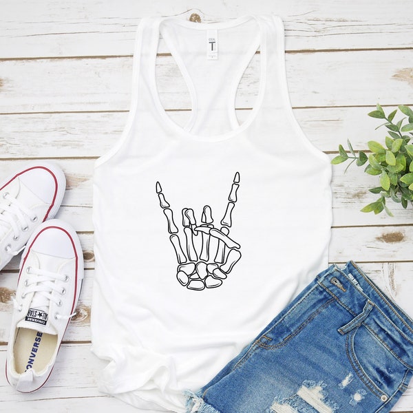 Skeleton Hand Vintage Halloween Flowy Festival Muscle Tank Top