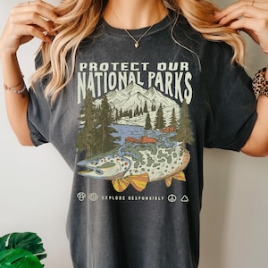 Comfort Colors® 90s National Parks Unisex T shirt Respect the Local Wildlife Tee Hiking Camping Clothes Protect Our National Parks Shirt