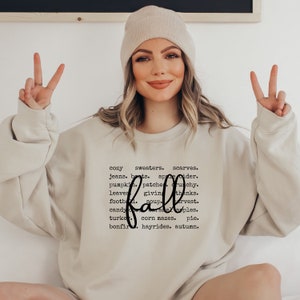 Fall Sweatshirt for Women, Fall Words Shirt, Fall Graphic Tees, Hello Fall Crewneck, Autumn Sweatshirt, Fall Tops for Women