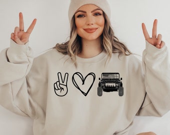 Peace Love Offroad Sweatshirt ,American offroad Hoodie, US Offroad, 4WD offroad top, Peace Love tee, Offroad forest top, USA Flag sweatshirt