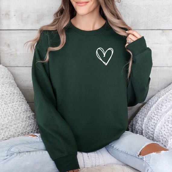 Heart Sweatshirt and Hoodie, Pocket Heart Hoodie, Heart Outline