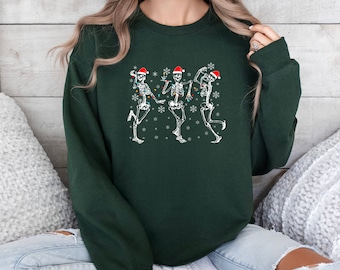 Christmas Dancing Skeleton Sweatshirt, Skeleton Christmas Shirt, Christmas Crewneck, Holiday Sweater, New Year Shirt, Christmas Lights Shirt