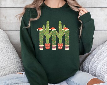 Christmas Cactus Shirt, Christmas Shirt, Cowboy Christmas, Cactus Lover Gift, Plant Lover Shirt, Southern Christmas, Cactus Sweatshirt