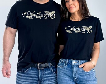 Matching Couple T-Shirts With Funny Glasses Design - His & Hers Set